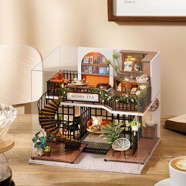 Dukkehus Miniature med Møbler, Plus Støvsikret