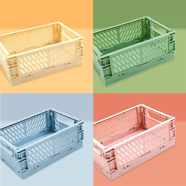 4 stk. Mini sammenklappelige skrivebordsbakker opbevaringsboks (5,9 x 3,8 x 2,2 tommer)