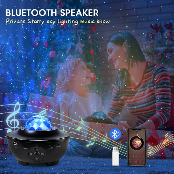 Galaxyprojektor Stjärnprojektor med Bluetooth-högtalare