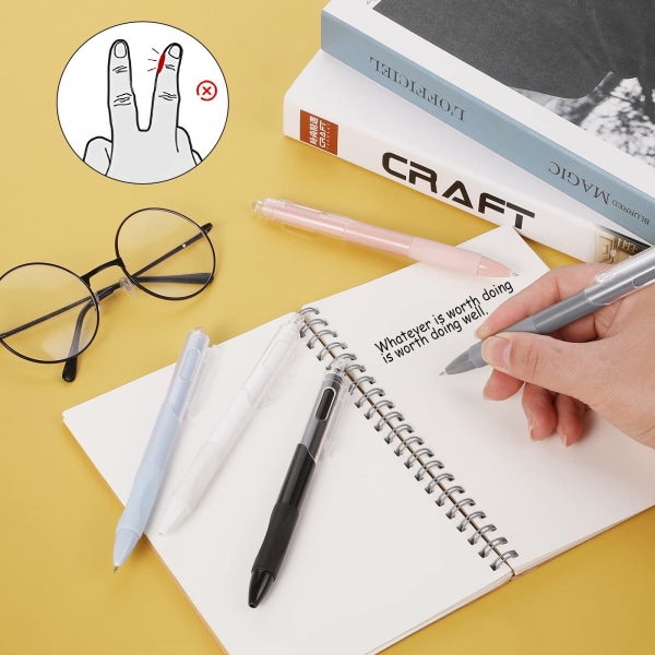 Æstetiske kuglepenne, 5 stk. 0,5 mm tilbagetrækkelige gelblækpenne Sød kuglepen Sort blæk Glat skrivepenne Pastel rullekuglepenne (Morandi)