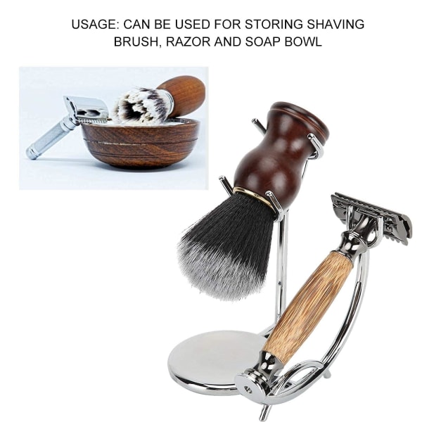 Barberhøvel- og børstestativ, 2 i 1 barberhøvelstativ i rustfritt stål Kraftig holder for barberbørstestativ Barberstativsett for menn