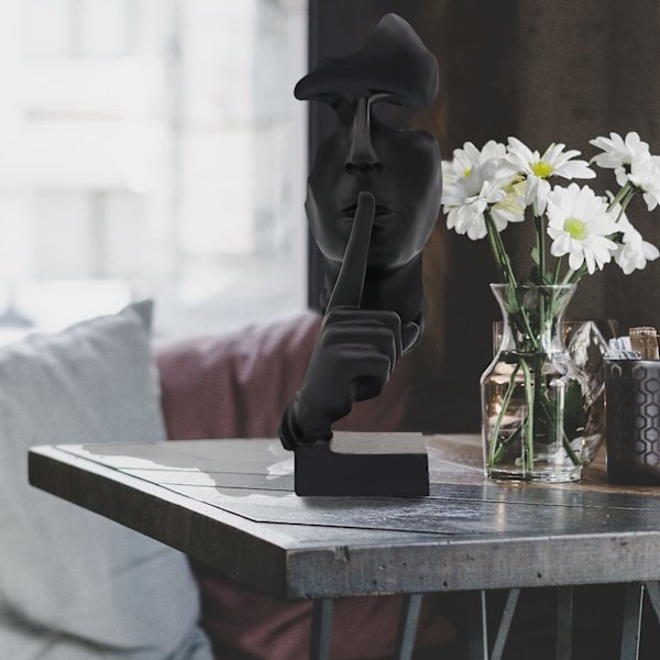 Stilhed er guld tænker statue abstrakt kunst harpiks figur sort