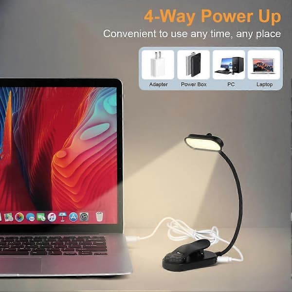1 stk. LED leselys, oppladbar clip-on leselys