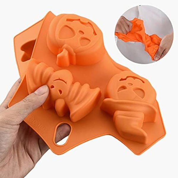 2 pakker Halloween silikoneforme, chokoladeform silikone græskar spøgelse kranie flagermus form forme DIY bageform