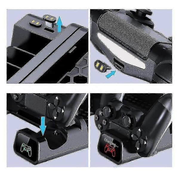 Til Ps4/ps4 Slim/ps4 Pro Vertikal Stand Led Køleventilator Dobbelt Controller