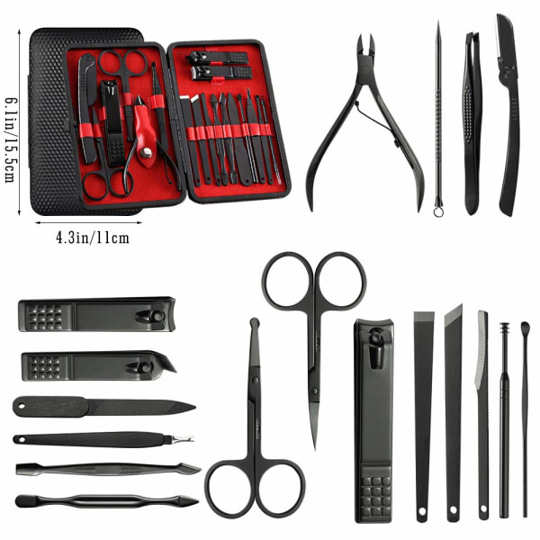 Manikyrset Pedikyr Kit Nagelklippare -  (Svart)