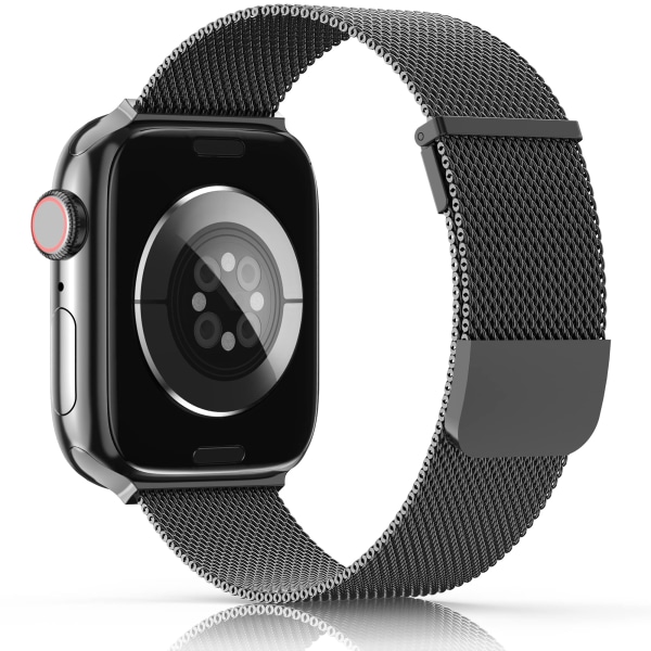 Apple Watch-armband 44 mm 45 mm 42 mm 49 mm, justerbart ersättningsband med dubbla magneter för iWatch Ultra/Ultra 2, Series 9 8 7 6 5 4 3 2 1 SE, svart black 42/44/45/49mm