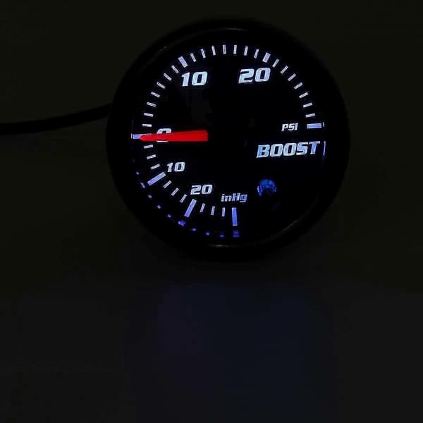 2' 52mm Turbo Boost Måler Vakuumtryksmåler 0~30 PSI / -1~2 Bar 7 Farve LED Sort Linse 12V Universal Bil Boost Pointer Måler
