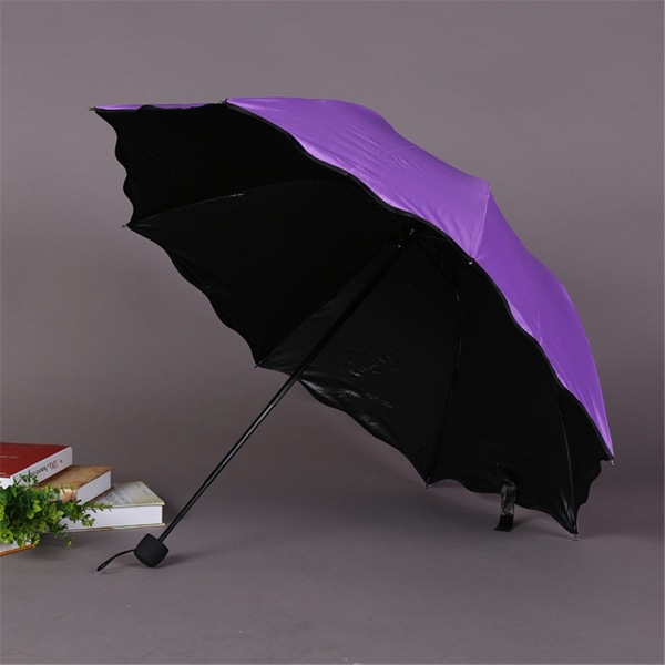 Solparasoll Dam UV Parasoll Paraply för kvinnor Fällbart parasoll Vattentätt UV paraply för solskydd Blomma Magic Lättvikts 8 Bones Paraply