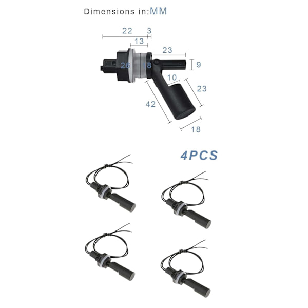 4-delt vandstandssensorcontroller, vandstandssensor, flydekontakt, vandstandssensorafbryder til vandpumpe, vandstandssensorafbryder til vandpumpe, til swimmingpool, tank