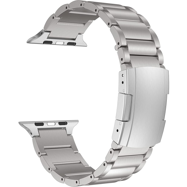 Titanium Rem, Metal Rem med Skildpaddespænde, Kompatibel med Apple Watch Series 9/Ultra 2/SE/8/7/2023, 38mm/41mm/40mm, Sølv silver 38/40/41mm