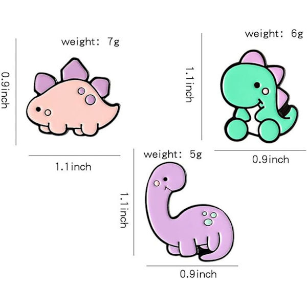 3 kpl Söpö Dinosaurus Rintaneula Emali Pinsi Eläin  Pinsisetti Dinosaurus Sarja Rintaneula Väri Rintaneula Lahja Pojille Lapsille Vaatteet Hattu Reput Tarvike