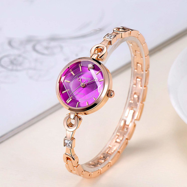 Elegant damklockor för kvinnor, kvartsanalog klocka med diamantskiva och armband i rostfritt stål, moderiktiga tjejklockor, utsökta armband, damklockor