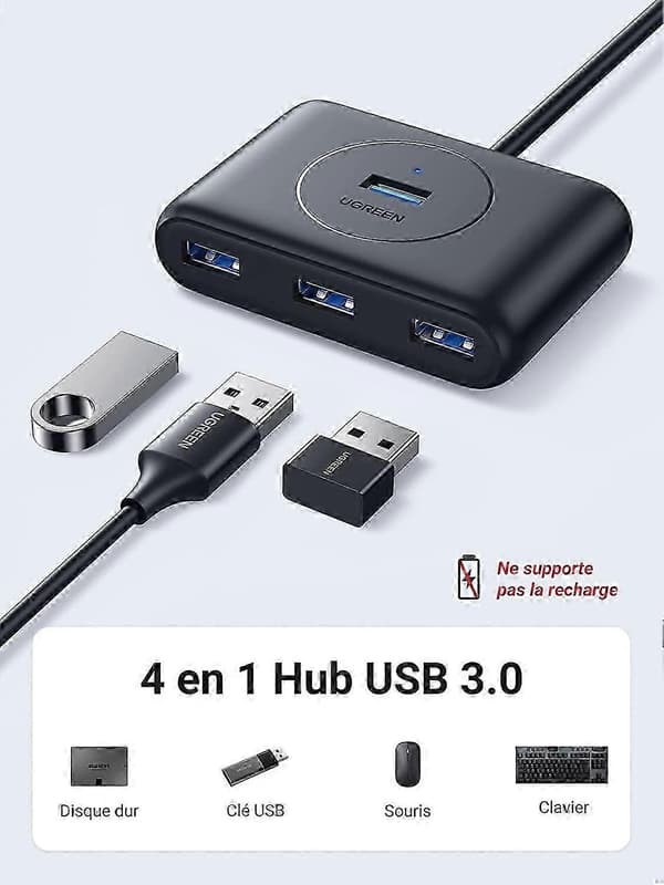 Usb 3.0 Hub til 4 Usb-porter 5gbps Super Speed Usb Multippel Hub Adapter Kompatibel med Mus Tastatur Harddisk, Pc Ps5 Ps4 Pro Slim Xbox One X Surface