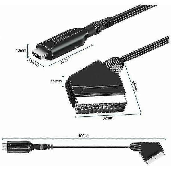 Scart til HDMI-konverter Video Audio Adapter for HDTV/DVD/dekoder/PS3/PAL/NTSC