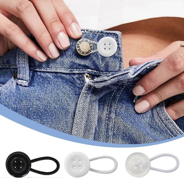 6 stk. justerbare knappeutvidere i resin, utvidere med elastisitet