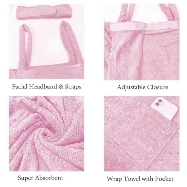 Badekåbe til kvinder til spa-bad med justerbar badekåbe (Pink)