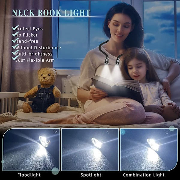 LED-læselampe, håndfri fleksibel LED-nattelampe