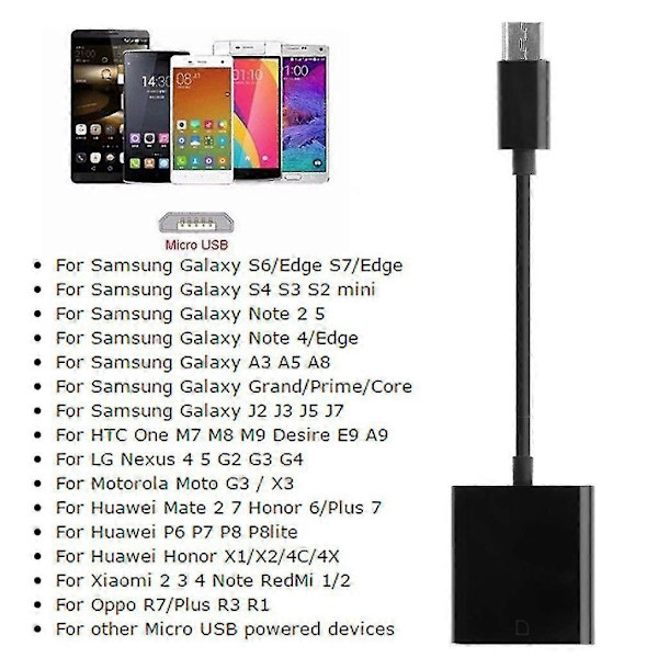 Micro-USB - SD-korttikameralukija OTG-sovitinkaapeli Android-puhelimelle, tabletille ja PC:lle
