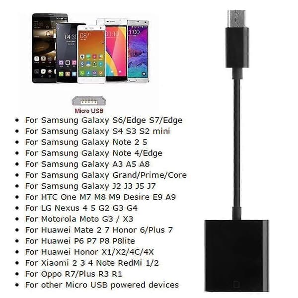 Micro Usb til SD-kort kamera læser Otg adapterkabel til Android telefon tablet pc