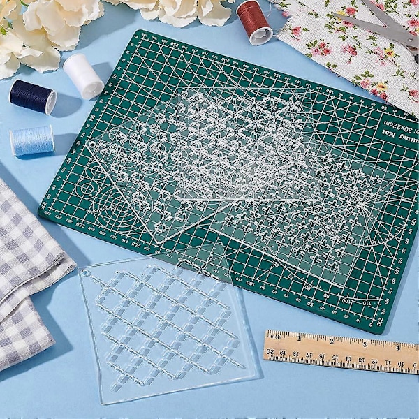 DIY 4 stk. Akryl Sashiko Skabelon Kryds Akryl Broderi Værktøj Tegnelinje Skabelon til Håndquiltning og Broderi 2,5 mm Tyk