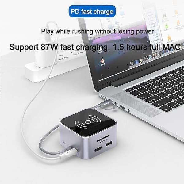 13 i 1 USB-C Hub til USB 3.1 Konverter Adapter Trådløs Oplader