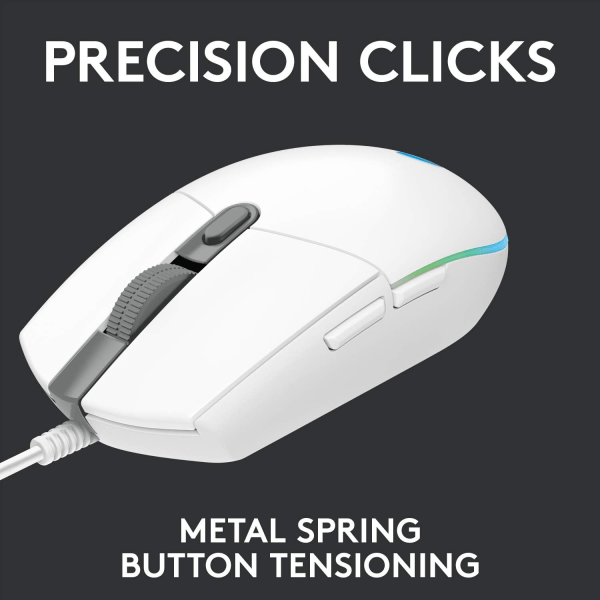 Gamingmus med RGB-belysning, 6 programmerbare knapper, sensor i spillklasse, 6K DPI-sporing, lett white