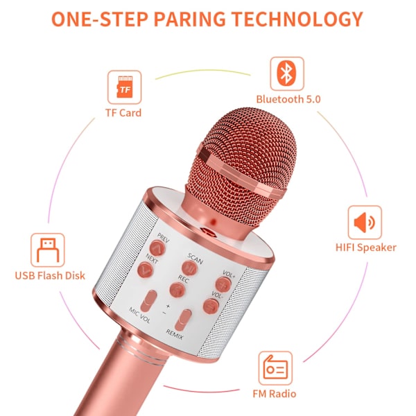 Karaoke-mikrofon med højttaler - Rosaguld rose gold