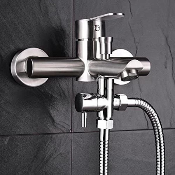 3-veis T-forbindelse med avstengningsventil for bidet, kobber, sølv