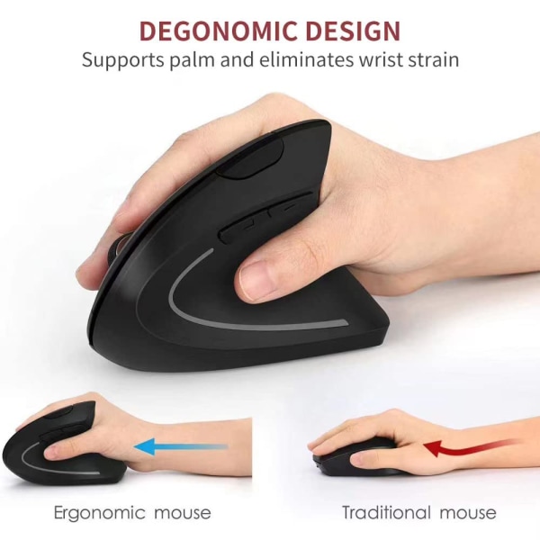 Ergonomisk mus, vertikal trådløs computermus 2.4G