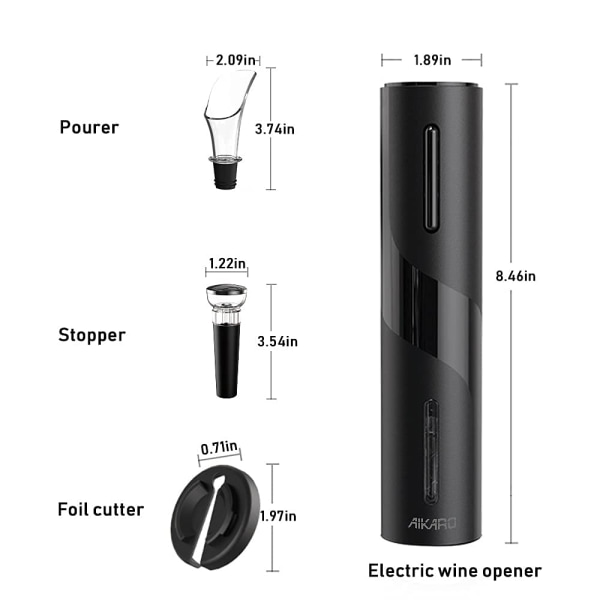Elektrisk vinflaskeåpner Automatisk elektronisk korketrekker, oppladbar (sett) There is light