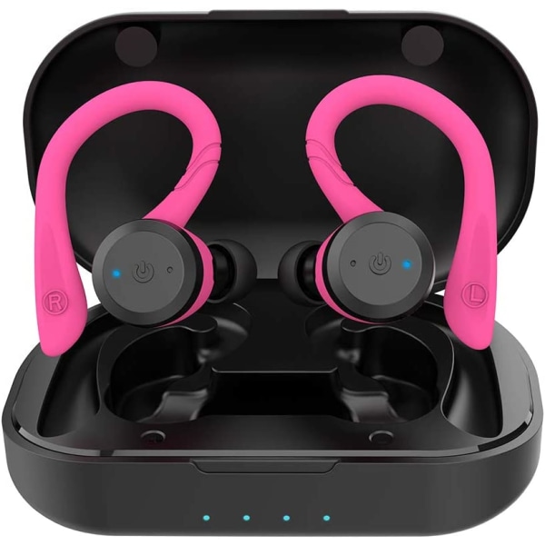 Bluetooth -hörlurar med IPX7 vattentäta för löpning, rosa