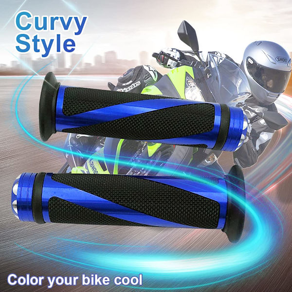 Motorsykkel Håndtak Grips 7/8\" Grips Anti-Skli Gummibeskyttelse, Blå