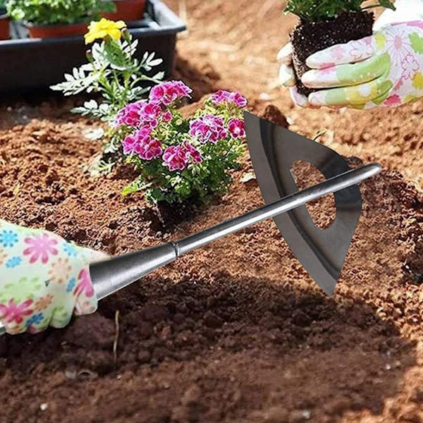 Puutarhakuokka, puutarhakuokka, ruostumattomasta teräksestä valmistettu ontto kuokka, kannettava kitkemisharava vihannesten istutukseen, pieni kannettava kuokka, kitkemistarvikkeet
