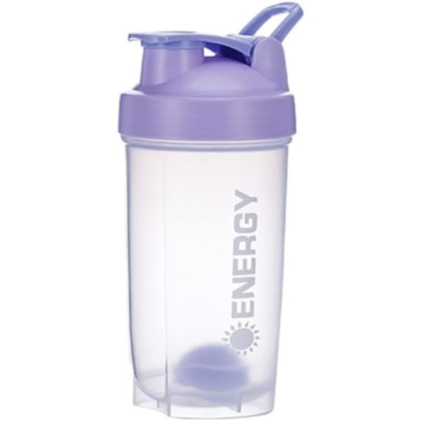 Shaker Cup Sportstilskudd Shakere med mikserball Fitness Milkshake bærbar treningsvannkopp 500 ml purple