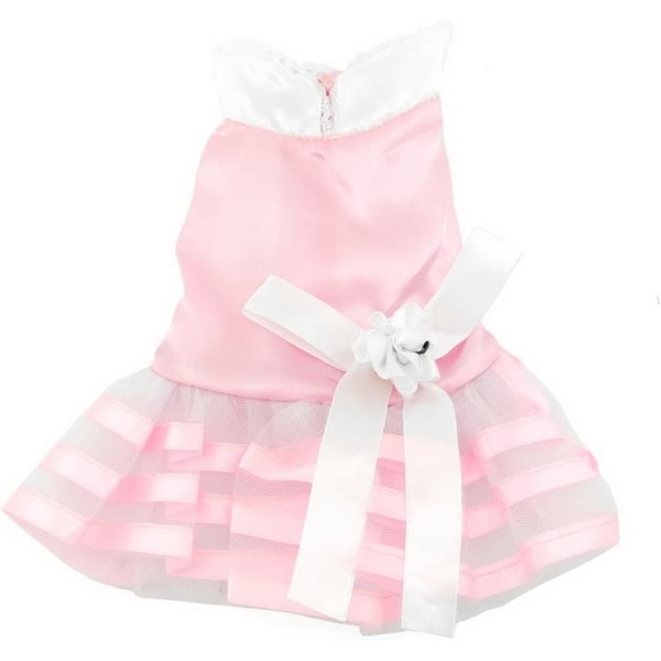 Satin Blommig Husdjur Liten Hund Katt Prinsessklänning Randig, S, Rosa