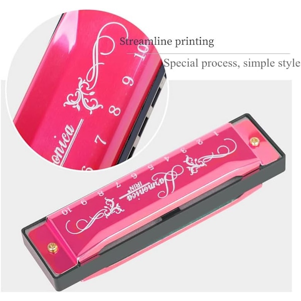 Bluesmunspel, Diatonisk Bluesmunspel i C-tonart, 10 Hål 20 Toner Blues Harp Munspel (Roseröd) rose