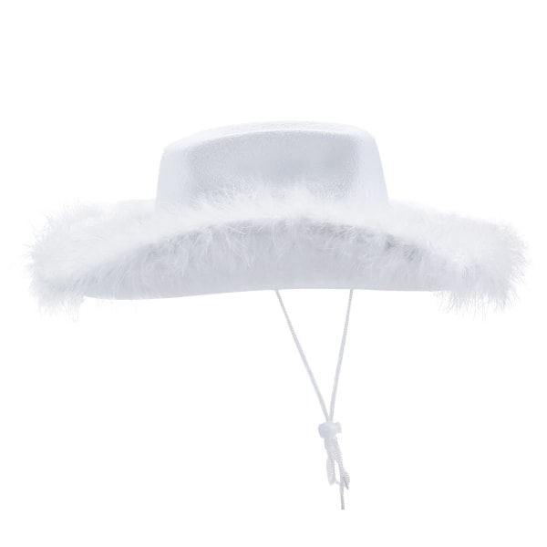 Dame Tiara Cowgirl Hat Western Party Hat Tilbehør Disco Costume Cowboy Hat Hvit white