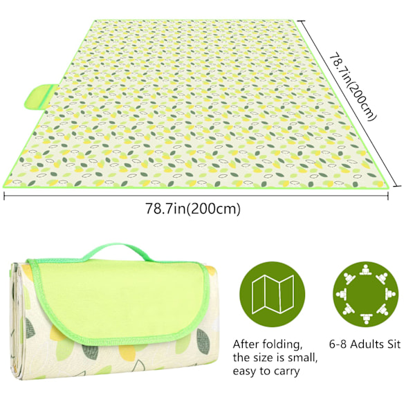 200x200cm Picnic Tæppe Picnic Måtte Vandtæt Strandmåtte