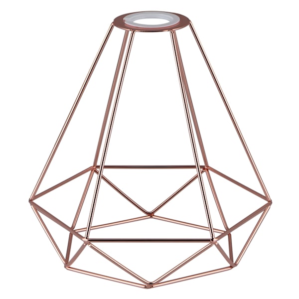 Metal loftslampe, geometrisk lampeskærm med reduktionsring, hængende trådbur-lysskærm til køkken, spisestue, soveværelse, gang (rosa guld)