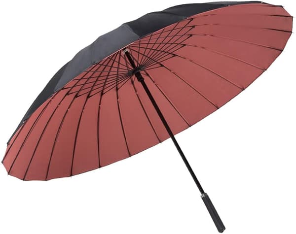 Stick Umbrella Dubbel Tak 24 Ribbor Sol och Regn Dubbel(Rosa)