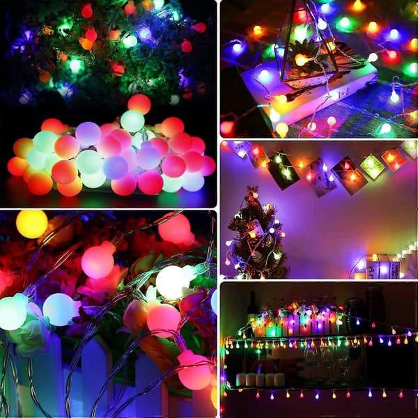 LED Himmeä Pyöreä Pallo Valosarja 2m Värikäs