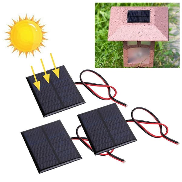 3 stk. polykrystallinsk silisium solcellepanelmodul med 30 cm kabel - DC4V 150mA strømcelle