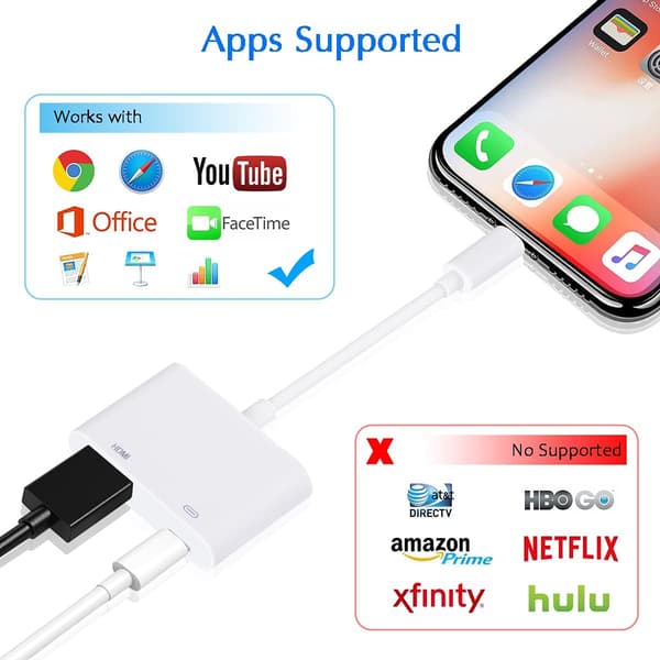 Lightning til HDMI-adapter【Apple MFi-certificeret】, iPhone HDMI-adapter 1080P HD Digital AV-adapter HDMI-kabelkonverter til iPhone til TV iPad Synkroniseringsskærm