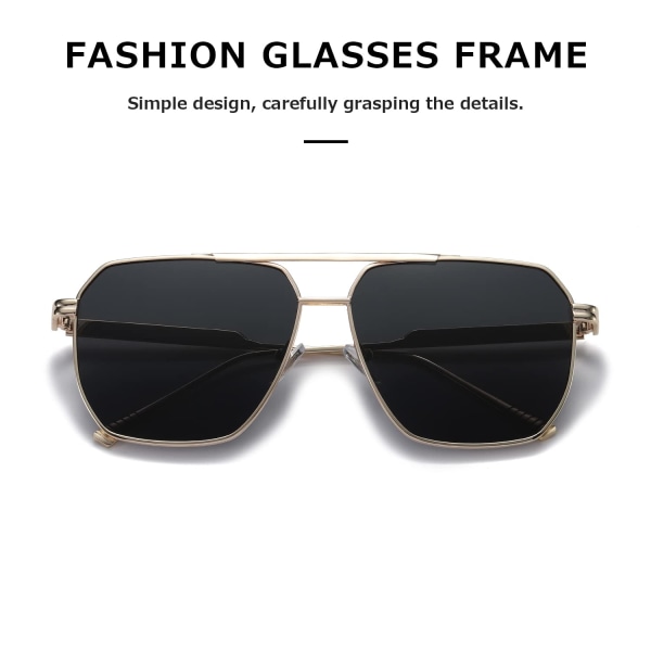 Polariserade solglasögon för kvinnor män Vintage mode guldgrå