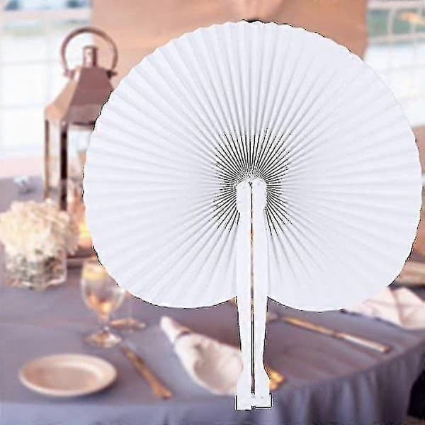 24 stk. Bryllupspapirfans Hjerteformet Hvide Papirfans Foldbare Lommefans Til Bryllupsgave Partytaske Fyldstof