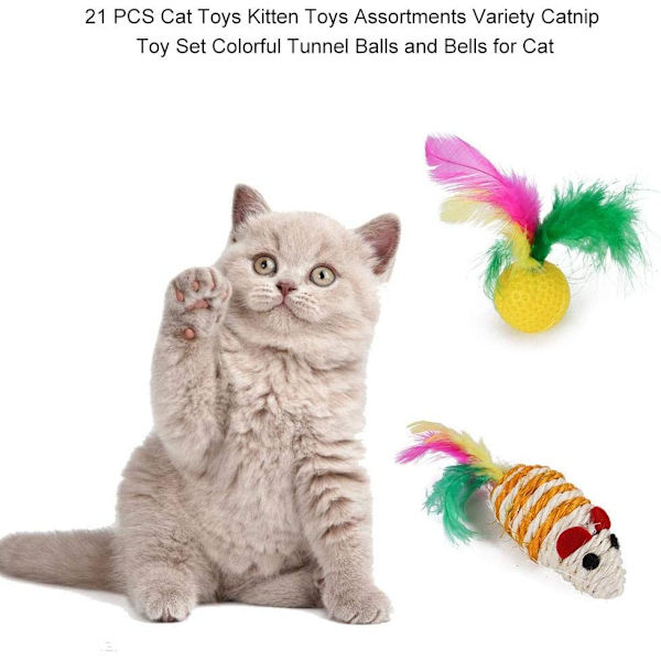 Katt leksaker 21pcs interaktiva leksaker set(tillbehör i slumpmässig färg)
