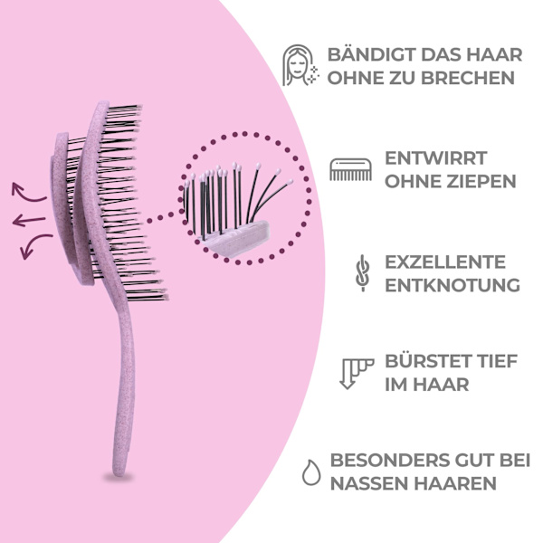 Bio Haarbørste uden træk - Udredningsbørste pink