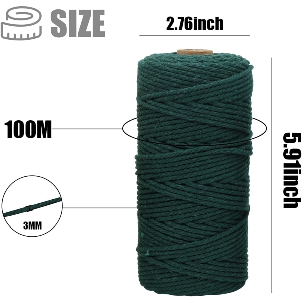 4-Strand Twisted Cotton (3mm x 328 Feet) Soft Cotton Rope