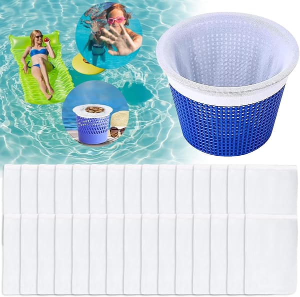 30 stk. Pool Skimmer Sokker, Genanvendelige Elastiske Nylon Forfilter Skimmer Sokker til Beskyttelse af Pool, Blade og Affald